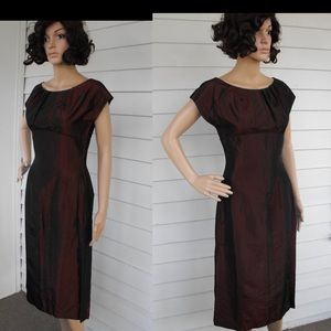 60s Red Cocktail Dress Evening Party Vintage XS